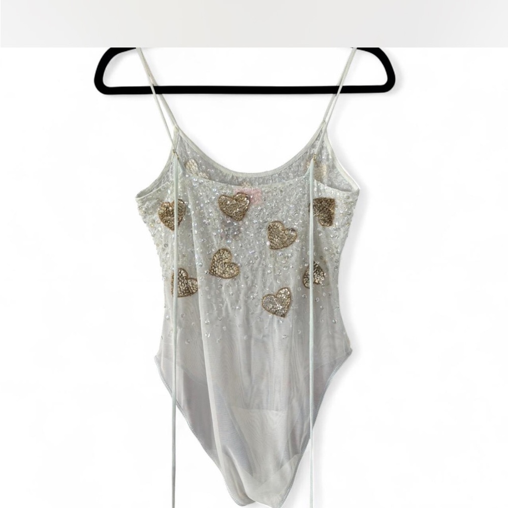 Dyspnea Sequin Heart Embellished Bodysuit - Picture 6 of 8